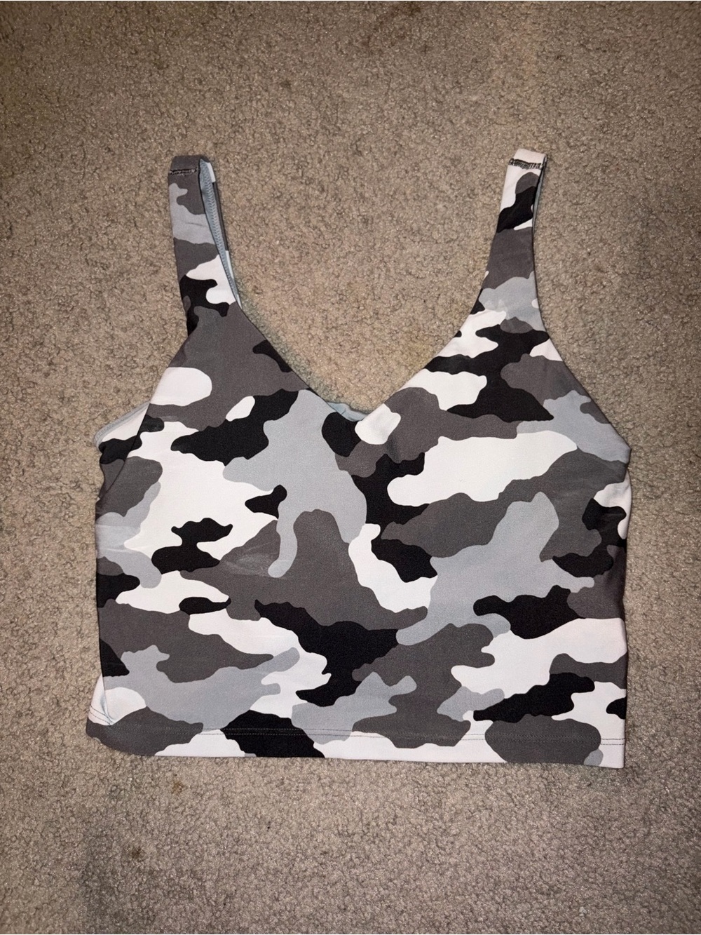 aerie Gray & Black Camo V-Neck Crop Tank